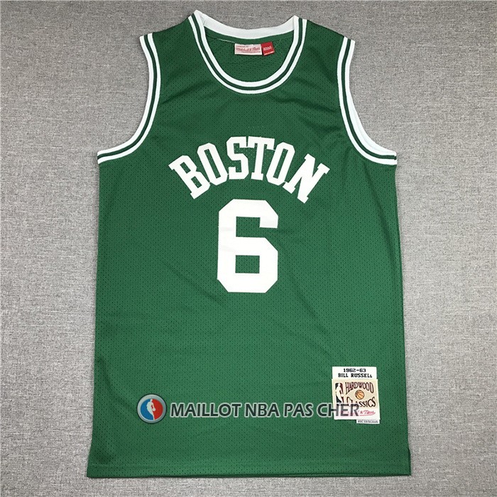 Maillot Boston Celtics Bill Russell NO 6 Hardwood Classics 1962-63 Vert